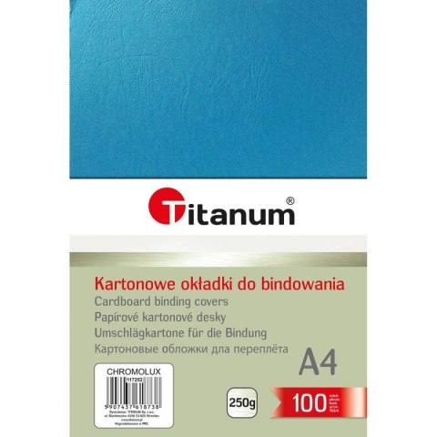 Karton do bindowania Titanum błyszczący - chromolux A4 niebieski 250g