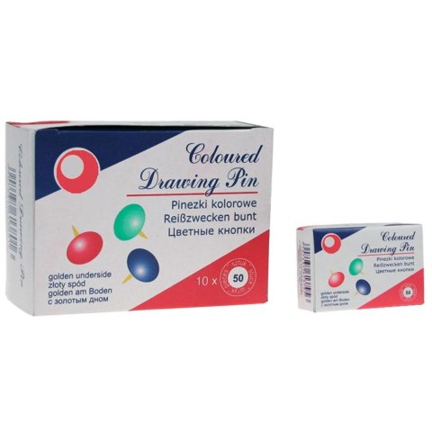 Pinezki Titanum kolorowe złoty spód 50 szt.