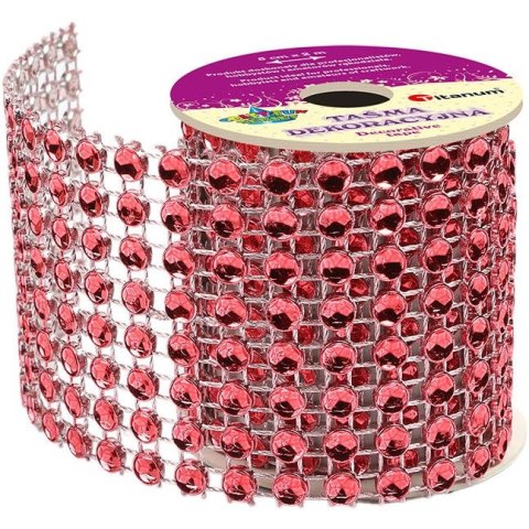 Taśma ozdobna Craft-Fun Series z kryształkami 50x2 [mm x m] czerwona Titanum (PJ512)