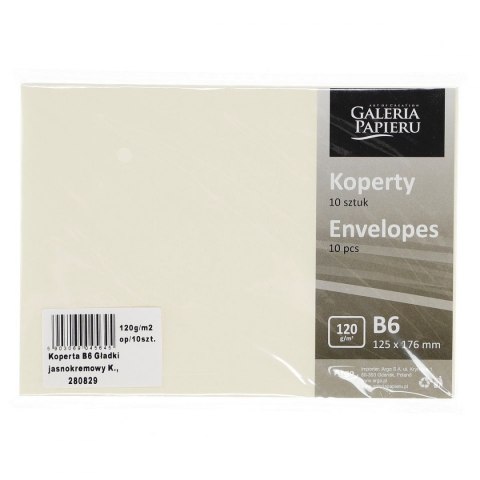 Koperta gładki jasnokremowy k 120g B6 kremowa [mm:] 125x176 (280829) 10 sztuk