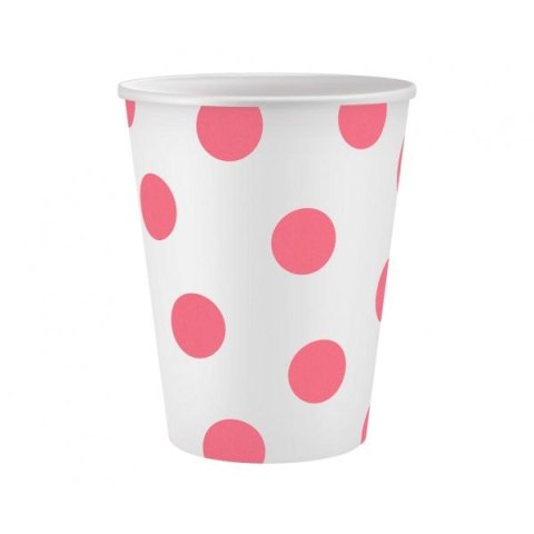 Kubek jednorazowy Groszki różowe 6szt. papier 250ml Godan (PW-KPGR)