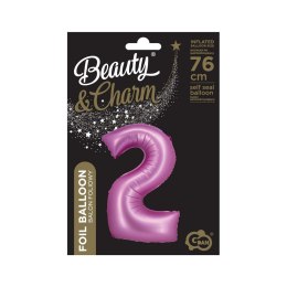 Balon foliowy Godan Beauty&Charm Cyfra 2 satynowy róż 76cm (CH-BSR2)