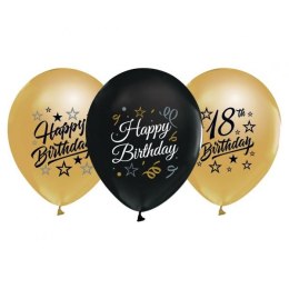 Balon gumowy Godan 8th Birthday czarno złote czarny 300mm 12cal (GP-ZC18)