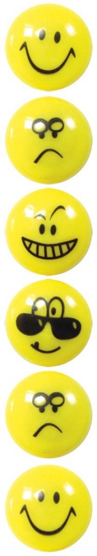 Magnes Smiley okrągły żółty śr. 29mm Fun&Joy 6 sztuk