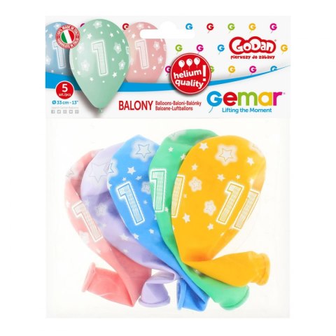 Balon gumowy Godan Premium Hel z nadrukiem 1, 13 cali/5 sztuk mix 330mm 13cal (GS120/1)