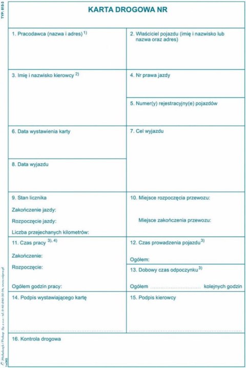 Druk offsetowy O pap. Karta drogowa A5 80k. Michalczyk i Prokop (815-3)