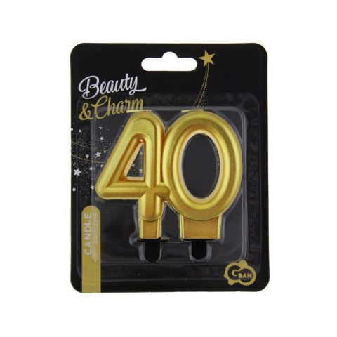 Świeczka urodzinowa cyferka 40 w kolorze złotym Godan (PF-SCZ40)