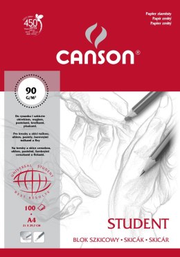 Blok rysunkowy Canson Student A4 biały 90g 100k [mm:] 210x297 (100554858)