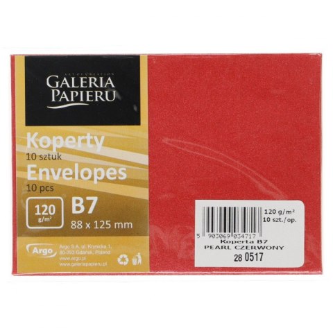 Koperta pearl czerwona p B7 perłowy czerwony Galeria Papieru (280517) 10 sztuk