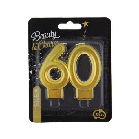 Świeczka urodzinowa cyferka 60 w kolorze złotym Godan (PF-SCZ60)