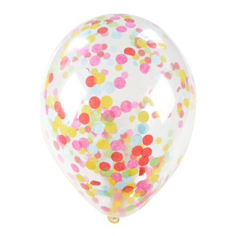 Balon gumowy Arpex z kolorowym konfetti (5 szt.) transparentny 300mm (KB2688)