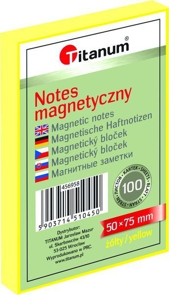 NOTES ELEKTROSTATYCZNY 50 X 75 MM 100 KARTECZEK ŻÓŁTY