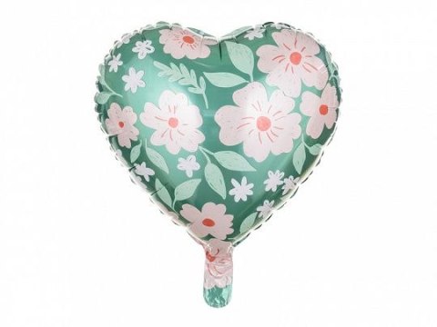 Balon foliowy serce w kwiaty 18cal Partydeco (FB124)