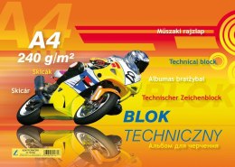 Blok techniczny Kreska A4 biały 240g 10k [mm:] 210x297