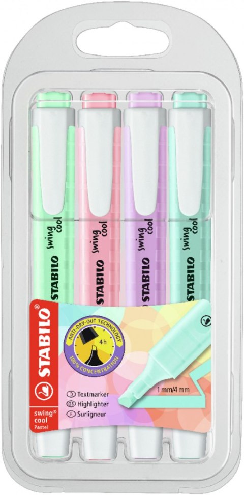 Zakreślacz Swing Cool Pastel edition wkład 4 kolory 1,0-4,0mm Stabilo (275/4-08-1)
