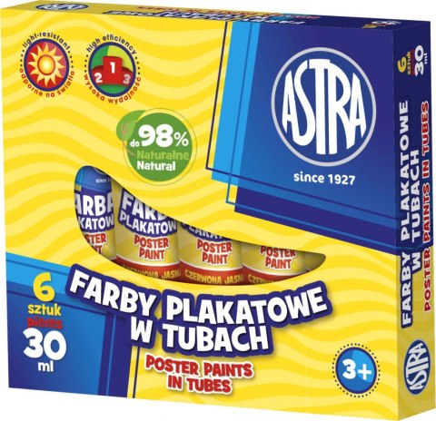 Farby plakatowe w tubie kolor: biały 30ml 1 kolor. Astra (83110904)