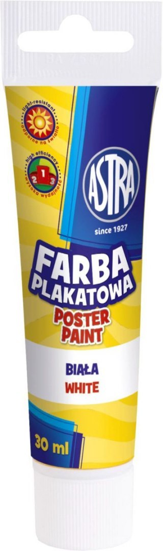 Farby plakatowe w tubie kolor: biały 30ml 1 kolor. Astra (83110904)