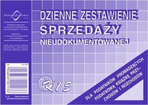 Druk offsetowy DZIENNE ZEST SPRZED NIEUD. K15 A6 50k. Michalczyk i Prokop (K-15)