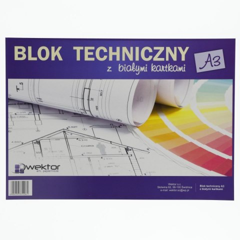 Blok techniczny Wektor A3 biały 160g 10k