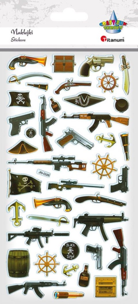 Naklejka (nalepka) Craft-Fun Series wypukła pistolety, karabiny, strzelby, akcesoria pirackie Titanum (JN-D26)
