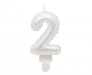 Świeczka urodzinowa cyferka 2, perłowa biała, 7 cm Godan (SF-PBI2)