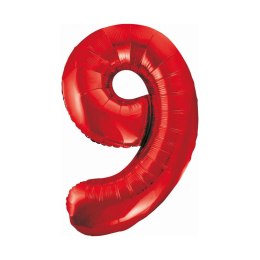 Balon foliowy Godan cyfra 9 czerwona 85cm 40cal (BCHCW9)