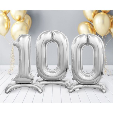 Balon gumowy Beauty&Charm cyfra stojąca srebrna srebrna 750mm 30cal Godan (BC-ASSO)