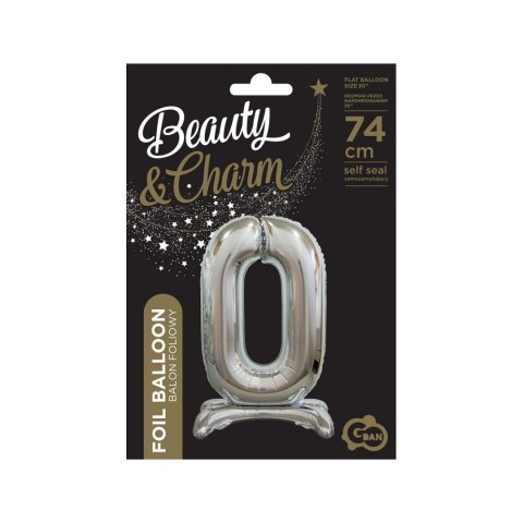 Balon gumowy Beauty&Charm cyfra stojąca srebrna srebrna 750mm 30cal Godan (BC-ASSO)