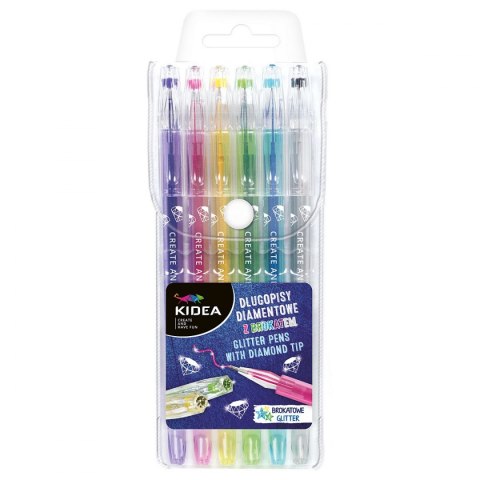 Długopis żelowy diamentowy z brokatem wkład mix Kidea (DDB6KA)