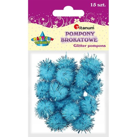 Pompony Titanum Craft-Fun Series brokatowe niebieski 15 szt (338527)