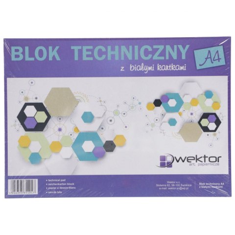 Blok techniczny A4 biały 160g 10k [mm:] 210x297 Wektor