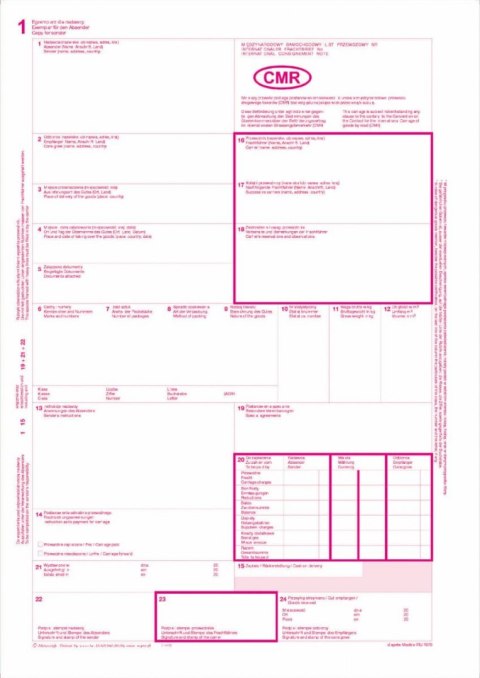 Druk offsetowy CMR Międzynarodowy list przewozowy A4 80k. Michalczyk i Prokop (800-2)