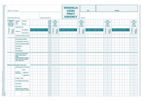 Druk offsetowy Ewidencja czasu pracy kierowcy A4 40k. Michalczyk i Prokop (817-1)