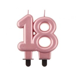 Świeczka urodzinowa cyfra 18, metal-róż, 8cm Godan (PF-SCRZ18)