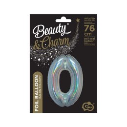 Balon foliowy Godan Beauty&Charm Cyfra 0 holograficzna 76cm (CH-BHS0)