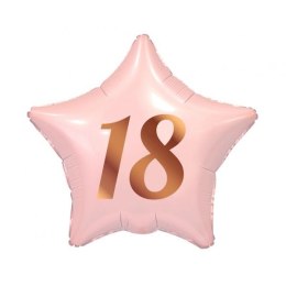 Balon foliowy Godan gwiazda różowa, nadruk różowo-złoty, 18 urodziny 19cal (FG-G18R)