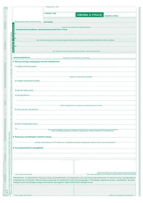 Druk offsetowy Umowa o pracę A4 A4 40k. Michalczyk i Prokop (500-1N)