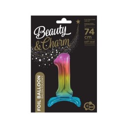Balon gumowy Godan Beauty&Charm cyfra stojąca tęczowa mix 30cal (BC-AST1)
