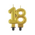 Świeczka urodzinowa cyferka 18 w kolorze złotym Godan (PF-SCZ18)