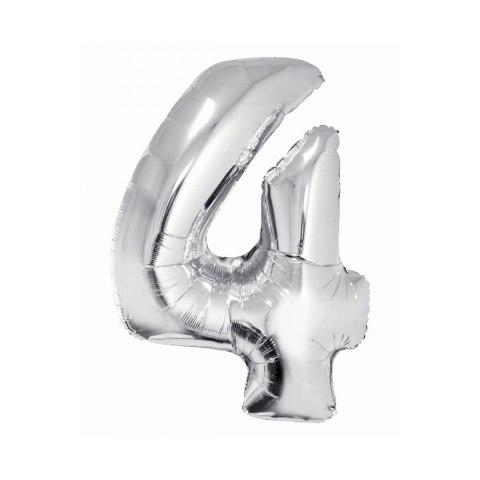 Balon foliowy Smart cyfra 4 srebrna 76cm Godan (CH-SSR4)