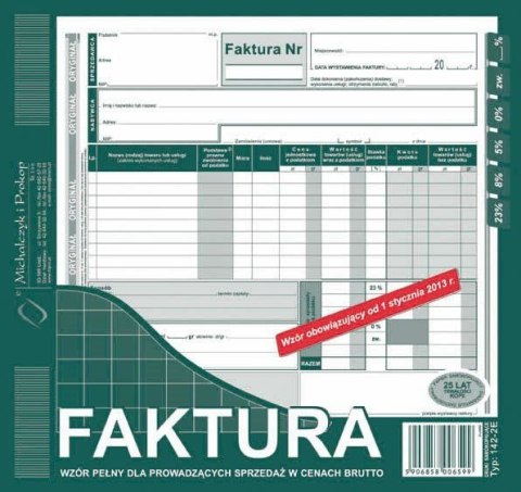 Druk offsetowy Michalczyk i Prokop Faktura VAT brutto 2/3 A4, 80 kartek,o+1kopia 2/3 A4 80k. (142-2E)