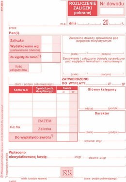 Druk offsetowy Rozliczenie zaliczki A6 40k. Michalczyk i Prokop (409-5)