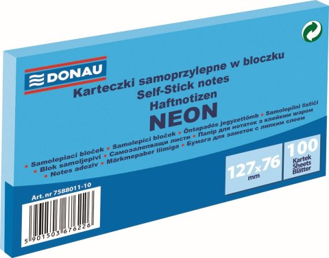 Notes samoprzylepny (karteczki) Neon niebieski 100k [mm:] 127x76 Donau (7588011-10)