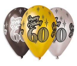 Balon Premium Happy Birthday 60 metaliczny 12`/6 szt