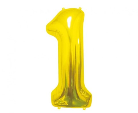 Balon foliowy Cyfra 1, złota, 85 cm 85cal Godan (BC-HZL1)