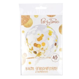 Balon gumowy Arpex Golden party konfetti złote transparentny 450mm (BLF0041ZLO)