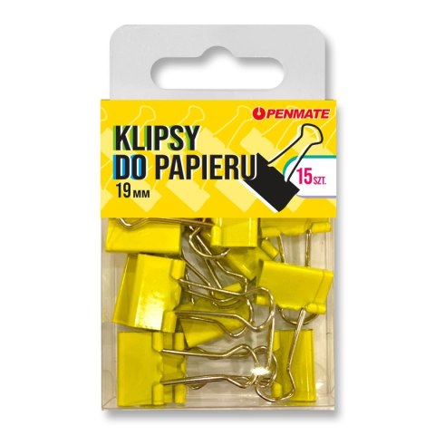 Klipy kanarkowe TT8322 19mm kanarkowy Penmate (klipsy kolorowe 19mm)