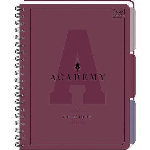 Kołozeszyt (kołonotatnik) ACADEMY B5 100 # PP B5 100k. 90g krata Interdruk (z przekładkami)