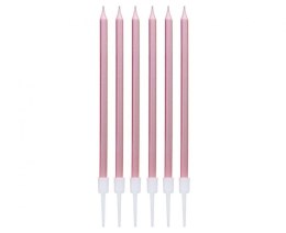 Świeczka urodzinowa metaliczne różowo-złote, 13.5x0.4 cm, 6 szt. Godan (BH-SMRZ)
