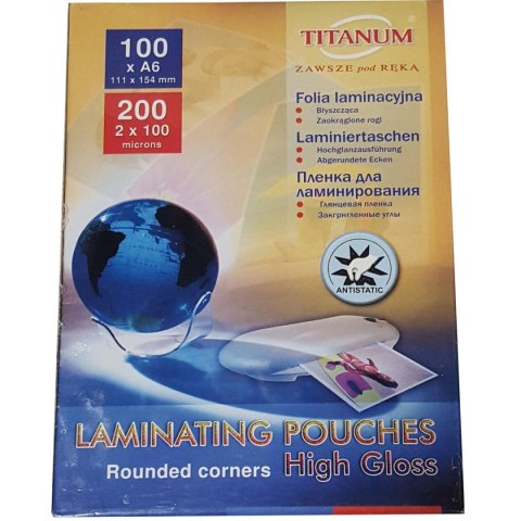 Folia do laminowania A6 przezroczysty 100mic. [mm:] 111x154 Titanum